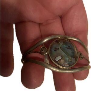 Abalone Shell Silver-Tone Cuff Bracelet